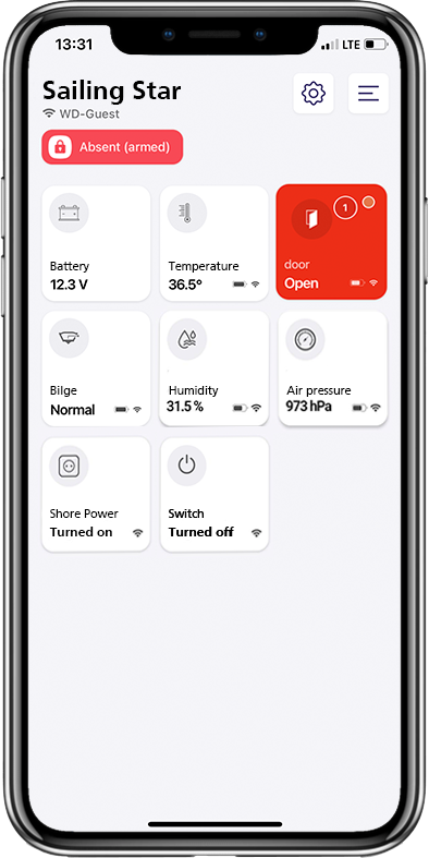 Smartphone ME SENSE App Door open